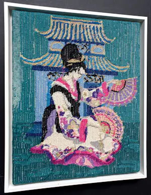 Rob Scholte - Geisha, omgekeerd borduurwerk (mooi ingelijst) kopen? Bied vanaf 695!