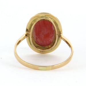 14k geel gouden ring bezet met koraal - rm 19 (60) kopen? Bied vanaf 150!