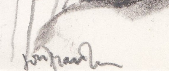 Jon Marten - Houtskool/potlood op karton- De kei en ik. 1980 kopen? Bied vanaf 1!