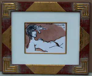 Corneille - Ingelijste inkttekening/aquarel op papier: La chatte - 1998(nette lijst) kopen? Bied vanaf 1295!