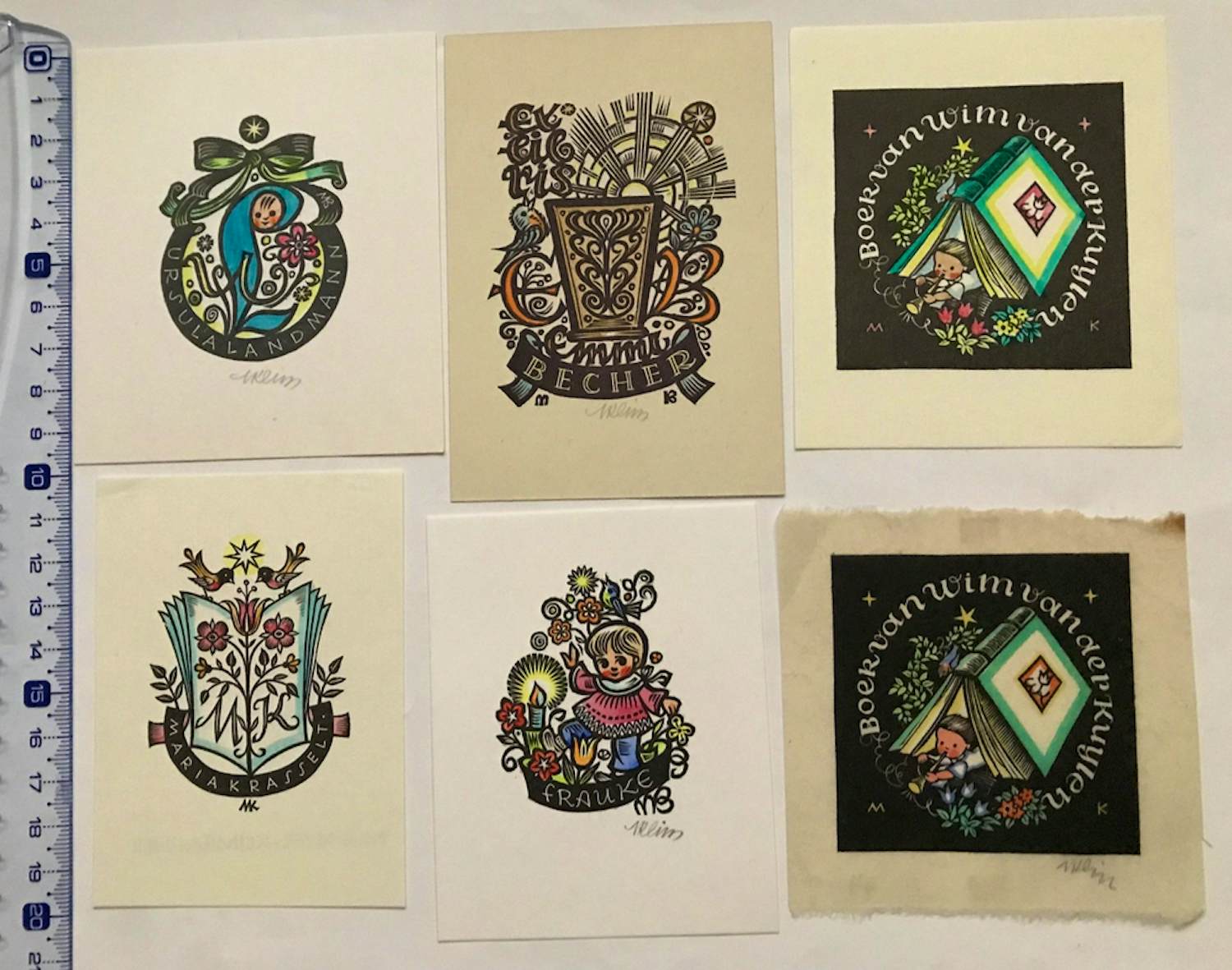 Maria Bauer-Klimbacher - Exlibris. 30 ex-libris en 25 gelegenheidsgrafieken van Maria Bauer-Klimbacher verkocht voor € 63!