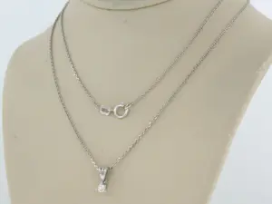 14k witgouden collier met Bolsjewiek geslepen diamant 0.09ct - 45cm kopen? Bied vanaf 220!