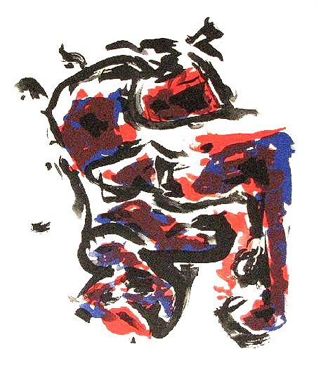 Theo Wolvecamp - Compositie met rood, blauw & zwart kopen? Bied vanaf 225!