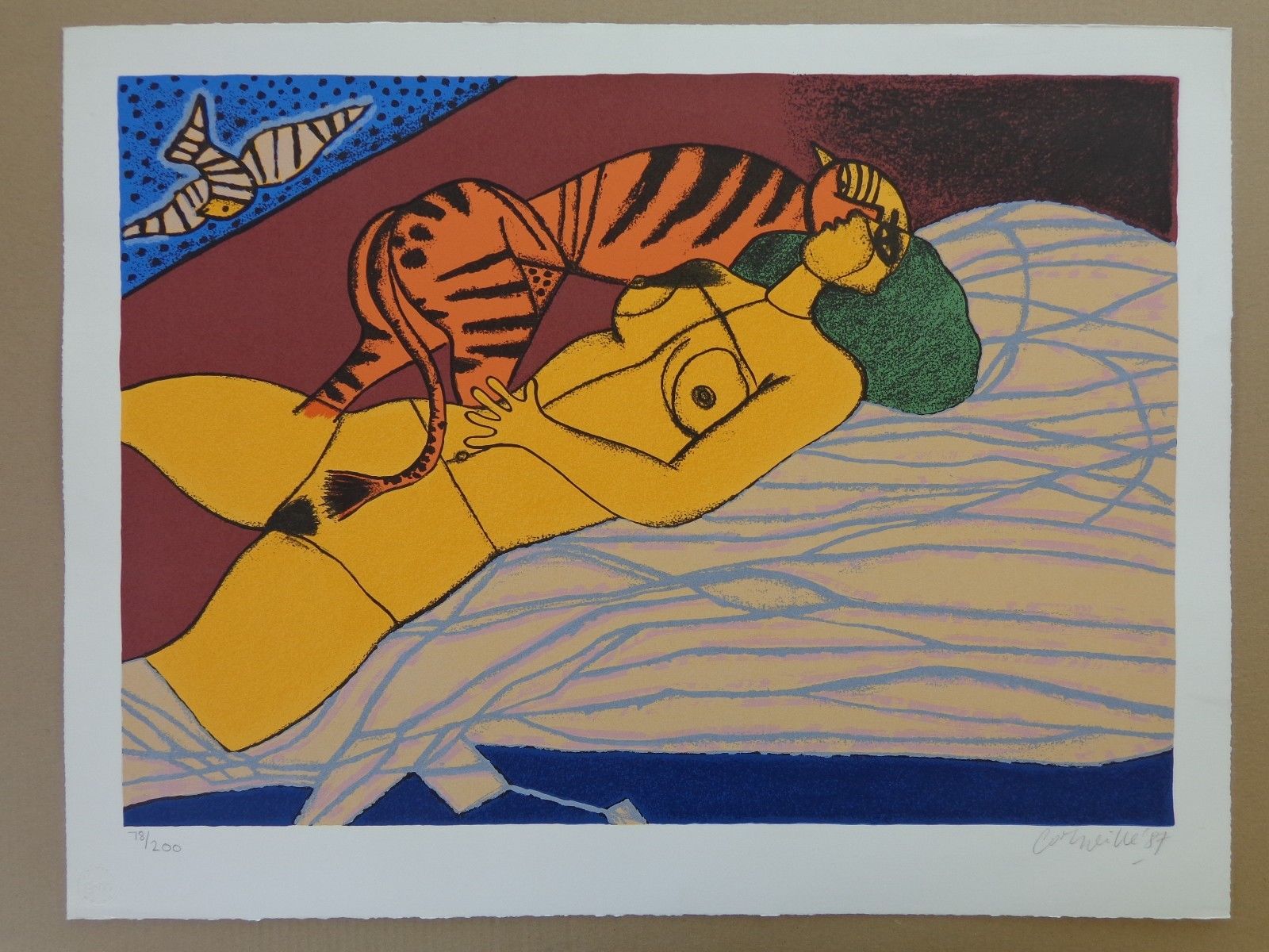 Corneille - LES TIGRES AMOUREUX / KLEURLITHO / 60x78cm / SIG / 1987 kopen? Bied vanaf 175!