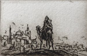 Simon Koene - Kameelruiter bij oosterse stad (klein, liggend) kopen? Bied vanaf 10!