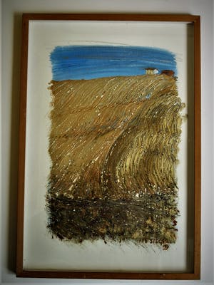 Ite Siegers - Intrigerend Materieschilderij "Landschap Italie Toscane - Huis op heuvel" kopen? Bied vanaf 20!