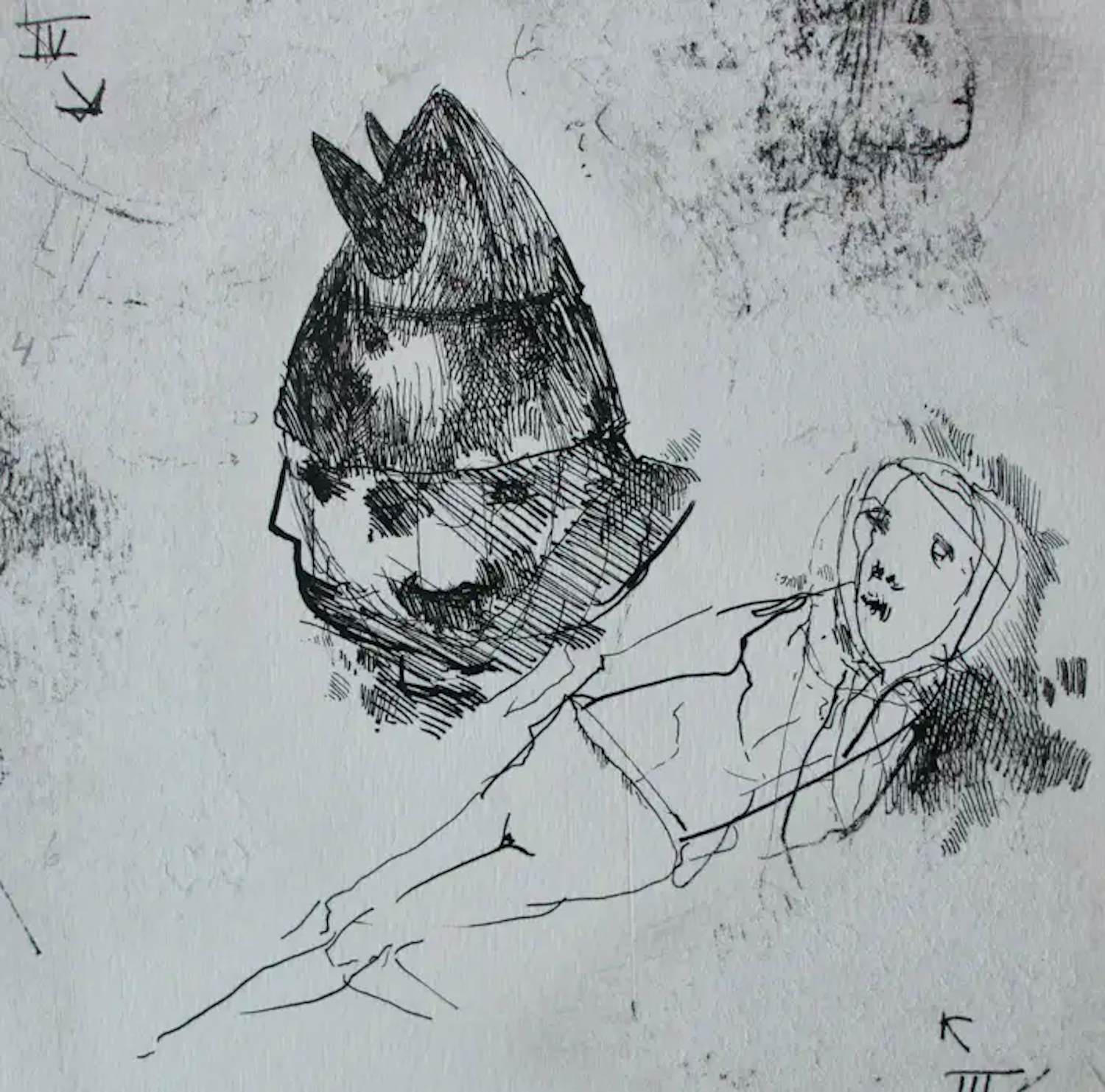 Dirkje Kuik - 2 inkttekening: uit boek "De nachtcactus bloeit - 1982 kopen? Bied vanaf 75!