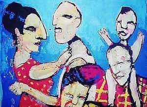 Herman Brood - Kleurenzeefdruk FAMILY-AFFAIR Handgesigneerd.--GROOT!!! verkocht voor € 450!