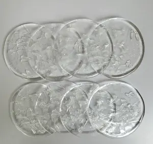 August Walther & Sohne AG - Glazen onderzetters/bordjes met bloemmotief (8) kopen? Bied vanaf 20!