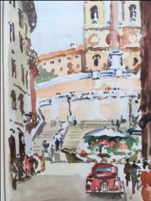 Niet of onleesbaar gesigneerd - Roma - 2x aquarel, in lijst kopen? Bied vanaf 1!