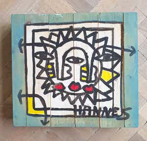 Hannes Kuiper - 50 jaar Gehannes - 1995 - Beschilderde Kist met inhoud - o.a. ingelijste gouache verkocht voor € 300!