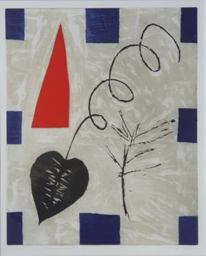 Harrie Gerritz - Kleurenets | Compositie met rode driehoek | Ingelijst kopen? Bied vanaf 65!