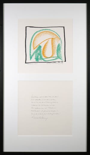 Simon Vinkenoog - Pasteltekening en gedicht, Attends-moi - Ingelijst kopen? Bied vanaf 100!