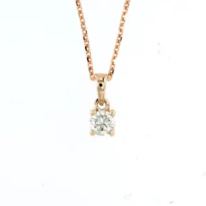 Buy 14k rosé gouden collier met hanger met briljant geslepen diamant 0.08ct - 45 cm? Bid from 220!
