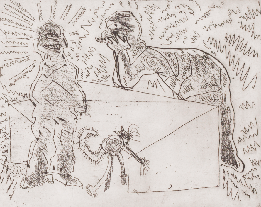 Lucebert - Zeldzame Droge naald ets - zéér beperkte oplage verkocht voor € 295!