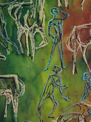 Klaas Pijlman - Gemengde techniek , “Mens en Paard” – 1965 – 60 x 40 cm kopen? Bied vanaf 75!