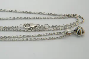 79 - Sierlijk 14 Krt wit-gouden collier met een diamanten solitair hanger(tje) kopen? Bied vanaf 170!
