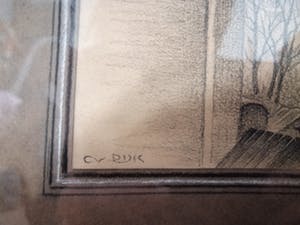 Cornelis van Dijk - (1895-1943) (Houtskool/pen)tekening Doorkijkje 30'1'35 kopen? Bied vanaf 1!