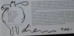 Peter Diem - Boekje met originele tekening: "Space in the mind of Diem" - 2001 verkocht voor € 45!