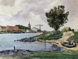 Clement Bezemer - zicht op havenstadje I kopen? Bied vanaf 1!
