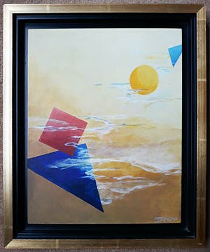 Dieuwke Tamsma - Geometrisch abstracte compositie, acrylverf op paneel (mooi ingelijst) kopen? Bied vanaf 1!