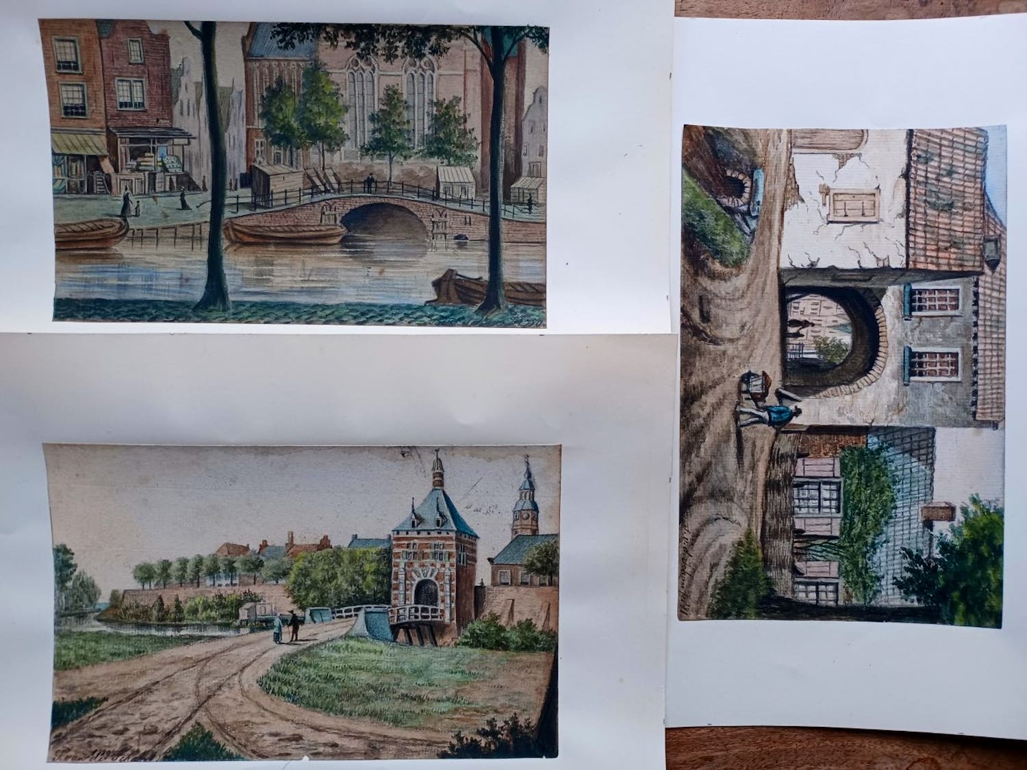 Simon van der Schans - 3 Stadsgezichten. (1881) verkocht voor € 75!