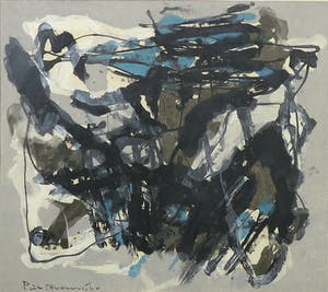 Piet Roovers - Gouache op papier, Compositie - Ingelijst kopen? Bied vanaf 100!