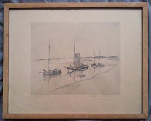 Antoon Derkzen van Angeren - Droge naald ets - Zeilschepen - Handgesigneerd - 1946 kopen? Bied vanaf 20!