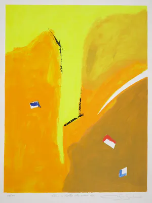 Gerard Bijnens - Zeefdruk, Tekens in tijdloze kleurvelden kopen? Bied vanaf 1!