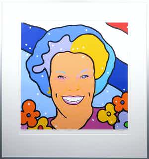 Shunyam - Zeefdruk, Royal smile - Ingelijst verkocht voor € 40!