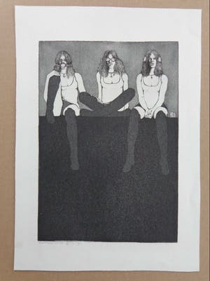 Niet of onleesbaar gesigneerd - DRIE VROUWEN / ZW-W ETS / 28x20cm / SIG / 1972 kopen? Bied vanaf 10!