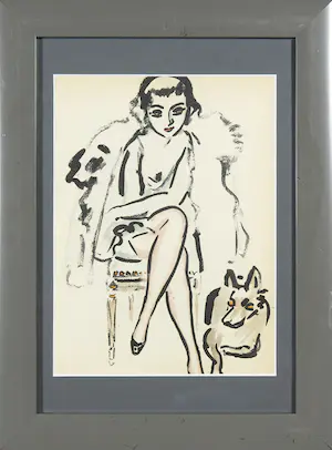 Kees van Dongen - Pochoir, Jeune femme au chien + boek door Edouard des Courières kopen? Bied vanaf 1!