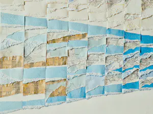 Stef Kreymborg - Unieke & grote - papier (treintabel) collage - "Sporen" - potloodgesigneerd kopen? Bied vanaf 64!