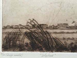 Ronald J. Schuurman - 'Lelystad' & 'Bruggetje' | set van 2 etsen (1x droge naald) - in sepia tint kopen? Bied vanaf 65!