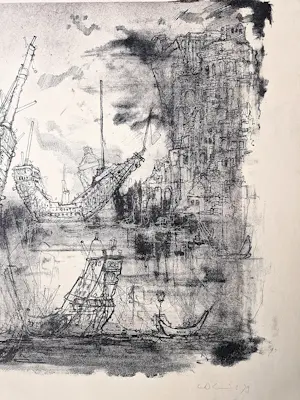 Dirkje Kuik - grote mooi gedetailleerde Litho: De rede van Gibraltar - 1979 - bep. oplage kaufen? Bieten Sie von 39!