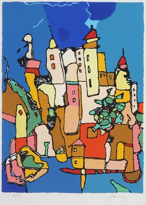 Jan Latinne - Zeefdruk, Provencaals dorp II kopen? Bied vanaf 35!