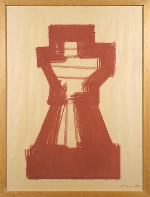 Nikolaus Urban - Conté op papier, Zonder titel - Ingelijst kopen? Bied vanaf 80!