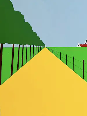 Joseph Willaert - Postzegel met landschap, Zeefdruk, Gesigneerd, 47x58 cm, 1992 kopen? Bied vanaf 490!