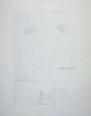 Emmy van den Blink - Stift op papier, Twee zittende figuren kopen? Bied vanaf 1!