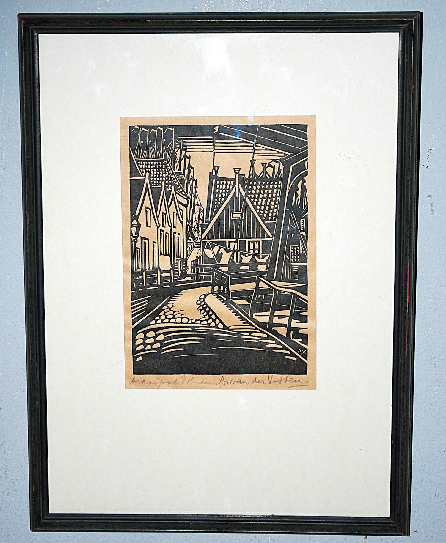 Andre van der Vossen - houtsnede Volendam kopen? Bied vanaf 50!