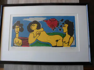 Corneille - Litho. Femmes et Oiseau - 1991 - 73/200 - Ingelijst kopen? Bied vanaf 225!