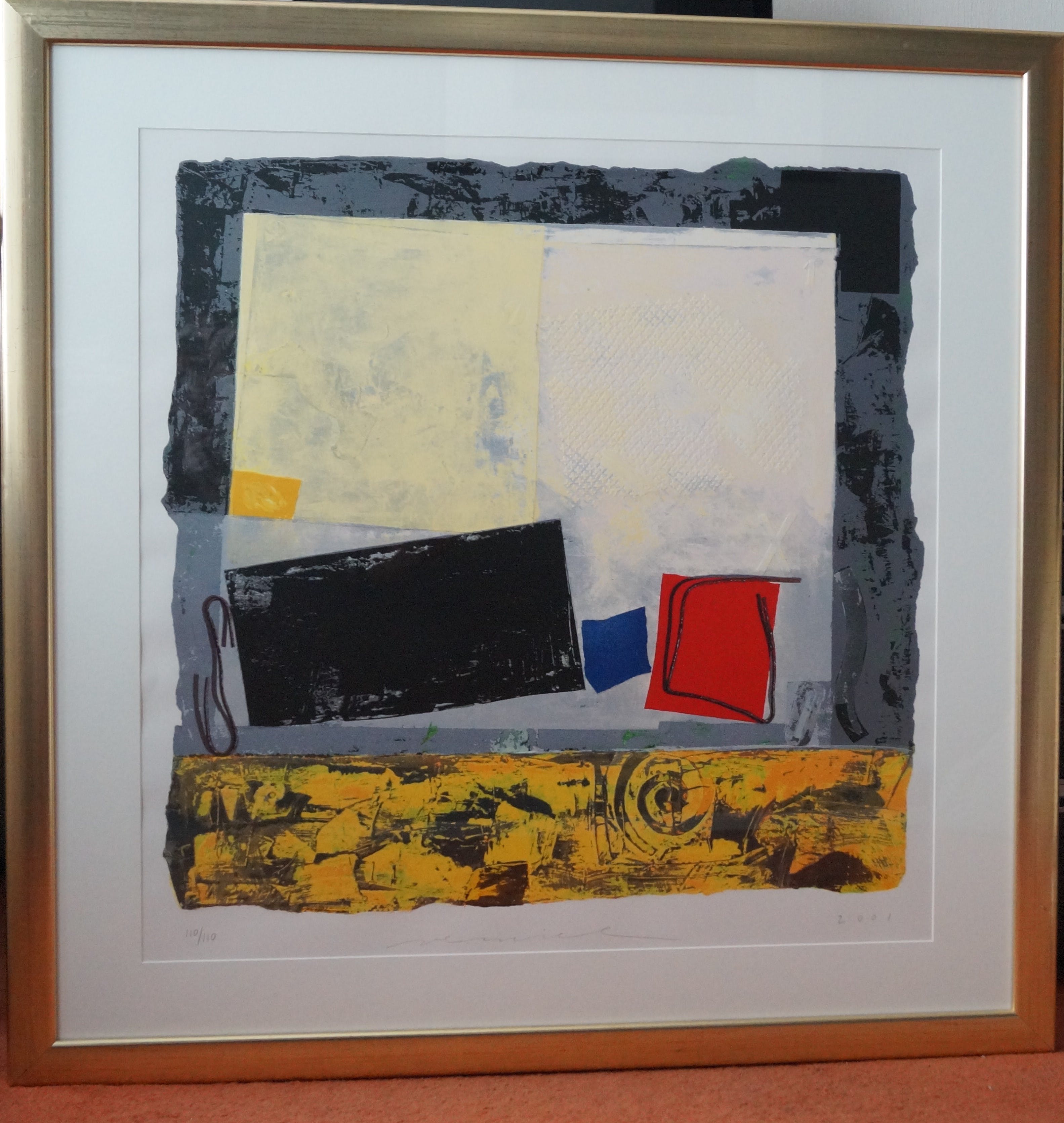 Jos Verwiel - grote zeefdruk - mooi ingelijst kopen? Bied vanaf 40!