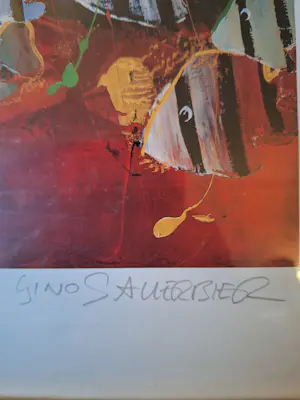Gino Sauerbier - Unieke proefdruk (E. A. ) vissen op rode achtergrond kopen? Bied vanaf 45!