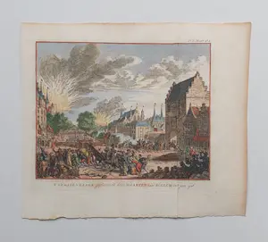 Simon Fokke - Den Haag Hofvijver Binnenhof Plundering 1770 kopen? Bied vanaf 40!