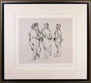 Charlotte van Pallandt - Litho, Drie staande figuren - Ingelijst vendu pour 160€ !