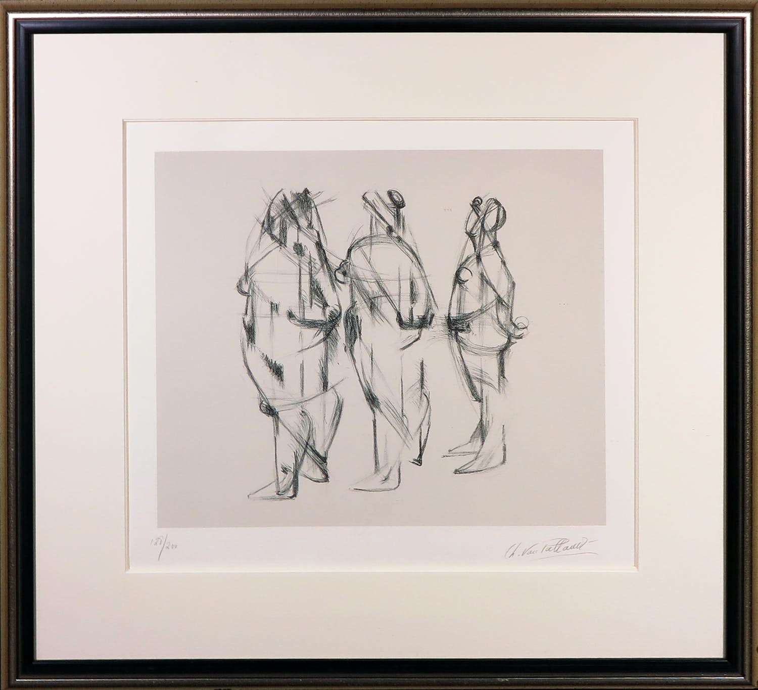 Charlotte van Pallandt - Litho, Drie staande figuren - Ingelijst kopen? Bied vanaf 150!