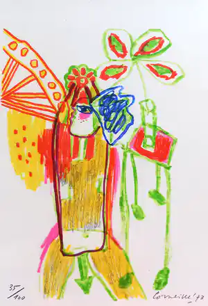 Corneille - Zonder titel, zeefdruk (ingelijst) verkocht voor € 250!