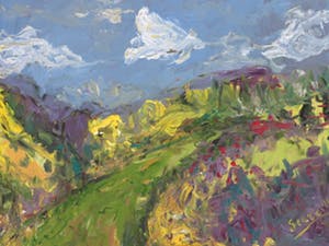 Niet of onleesbaar gesigneerd - Zonnig landschap kopen? Bied vanaf 10!