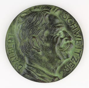 Maarten Pauw - Bronzen penning: Albert Schweitzer, 1954 kopen? Bied vanaf 125!