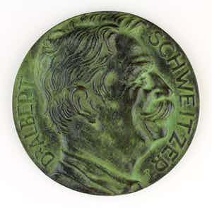 Maarten Pauw - Bronzen penning: Albert Schweitzer, 1954 verkocht voor € 125!